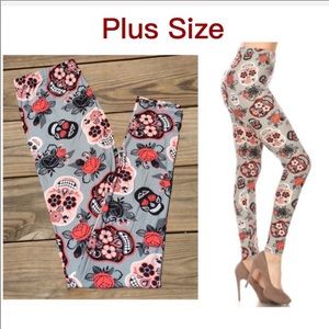Pink Skull & Flower print Legging size 12-18